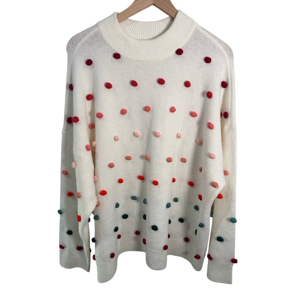 CeCe Colorful Raised Dotted Sweater 3X